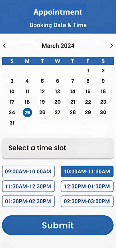 Choosing appointment date and time